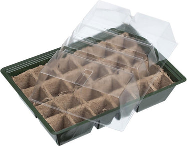 Nature - kweekbak kweekkastje met deksel - inclusief turfpotplaat - 33 x 23 cm - met 24 kweekpotjes