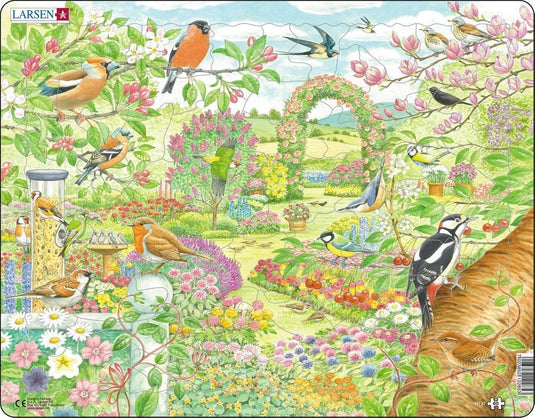 Larsen legpuzzel dieren - tuinvogels en bloemen, 60st.