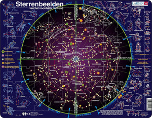 Larsen sterrenbeelden – puzzel – ruimte wetenschap – sterrenkunde – educatieve legpuzzel voor kinderen – 70 stukjes – gemaakt in noorwegen – extra dikke 2,5 mm stukjes – tray met vaste rand
