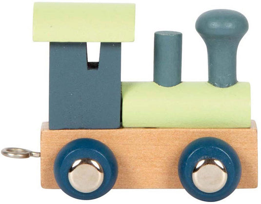 Small foot - houten lettertrein polar - locomotief blauw groen - 12 stuks