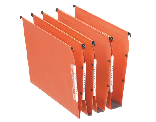 Esselte orgarex dual laterale hangmap a4 - met koppelsysteem en drukknoppen - 30mm bodem - 25 stuks - oranje