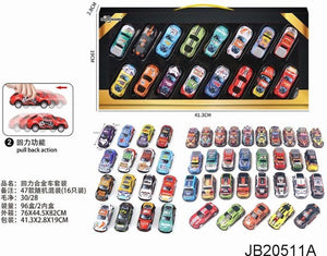 Amuuso pull back car (die cast)16 auto's (doos 41,30x19x2,8cm).