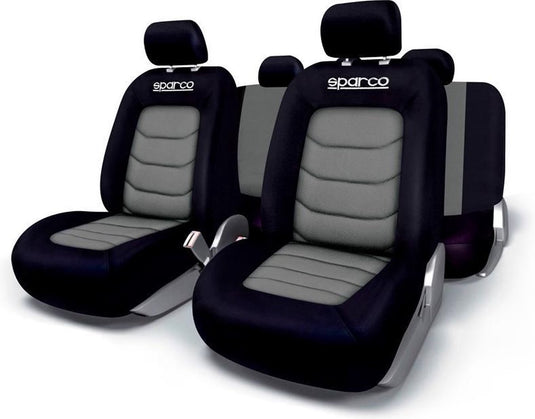 Sparco stoelhoezenset zwart grijs (11-delig) (ook geschikt voor side-airbags)