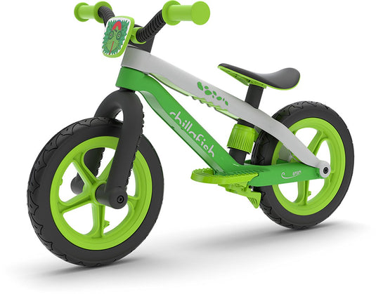 Chillafish loopfiets 2 jaar met voetsteun en voetrem - groen - lichtgewicht loopfiets jongens en meisjes tot 5 jaar met verstelbaar zadel en 12 rubberskin banden voor extra grip binnen en buiten - model bmxie 2