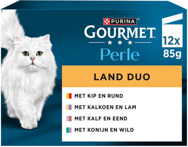 Gourmet perle duo – kattenvoer natvoer – kip rund kalkoen lam kalf eend konijn wild – 48 x 85 g