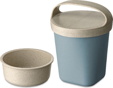 Koziol snackbox-met-deksel-en-inzet-0-5-l-natuur-bloemen-blauw-organic-bio-circular--buddy