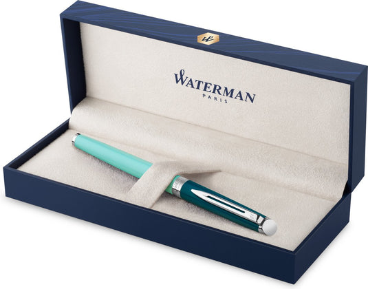 Waterman hémisphère rollerballpen | metaal-groene lak met palladium-gecoat detail | fijne punt | zwarte inkt | met geschenkdoos
