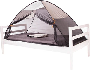Deryan bedtent pop up klamboe - 200x90cm - hoogste kwaliteit muggennet muskietennet 1mm gaas - cream