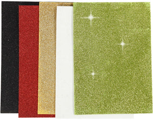 Creativ company cc eva foam glitter kerst a5 2mm 5 vel