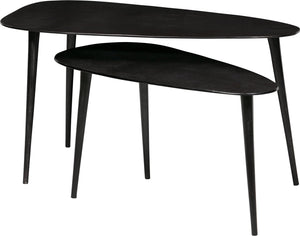 Woood triangle bijzettafel - metaal - zwart nikkel - 49x89x49 - set van 2
