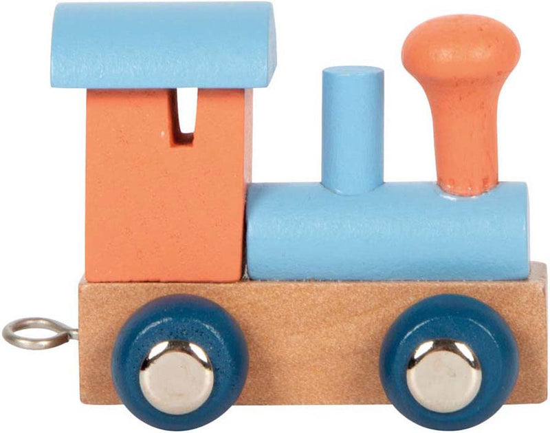 Afbeelding laden in galerijviewer, Small foot - houten lettertrein polar - locomotief zalmroze - 12 stuks
