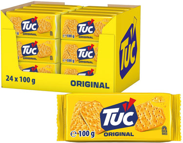Tuc crackers original - 24 x 100g - zoutje - voor de borrel - ovengebakken - zoutjes - crackers - snack - lekker bij de film