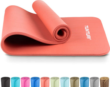 Tunturi nbr yogamat anti slip - fitnessmat extra dik zacht - sportmat - 180x60x1.5cm - incl trainingsapp - rose goud