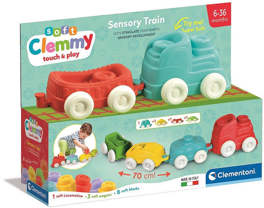 Clementoni baby - clemmy sensory trein met soft blokken, 12dlg.