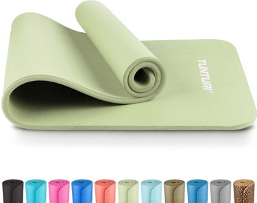 Tunturi nbr yogamat anti slip - fitnessmat extra dik zacht - sportmat - 180x60x1.5cm - incl trainingsapp - mint