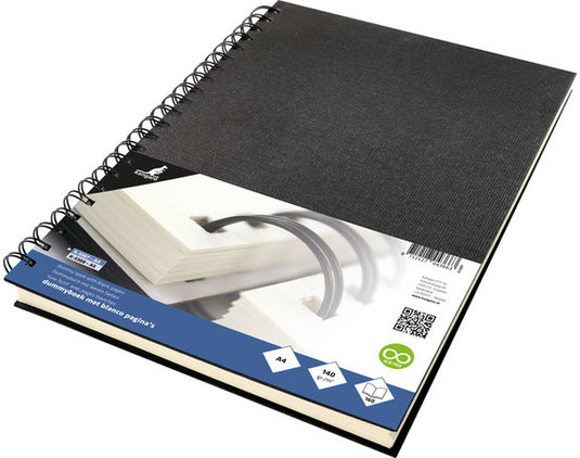 Kangaro dummyboek - a4 - zwart - met spiraal - 160 blanco pagina's - 140 grams - schetsblok