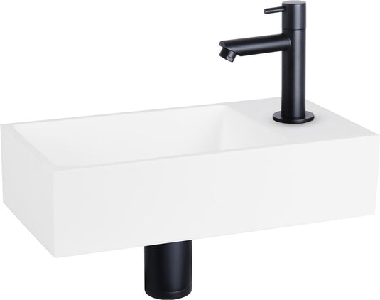 Differnz fonteinset - 36x18.5x9cm - rechthoek - 1 kraangat - wit