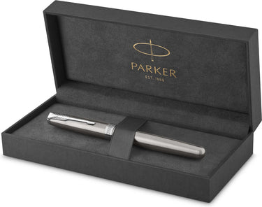 Parker sonnet-vulpen | roestvrij staal met palladium rand | medium penpunt | cadeauverpakking