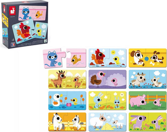 Janod - puzzelspel - ouders en babydieren