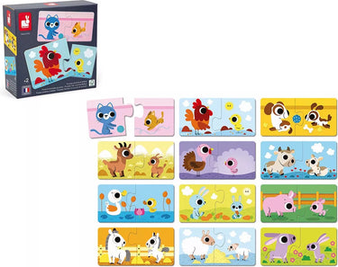 Janod - puzzelspel - ouders en babydieren