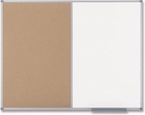 Nobo classic combi kurk staal notitiebord whiteboard memobord inclusief bevestigingsmateriaal - 900x600mm -wit natuurbruin