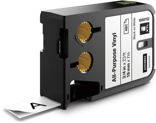 Dymo xtl multifunctionele labels van vinyl | 19 mm | zwart op wit