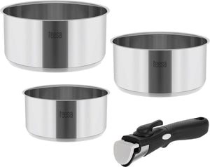 Teesa tsa0148 - driedelige roestvrijstalen pannenset cook expert single hand