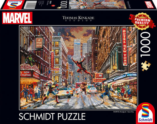 Schmidt - legpuzzel - marvel - deadpool, snow day - thomas kinkade studios - 1000 stukjes - volwassenen - vanaf 12 jaar