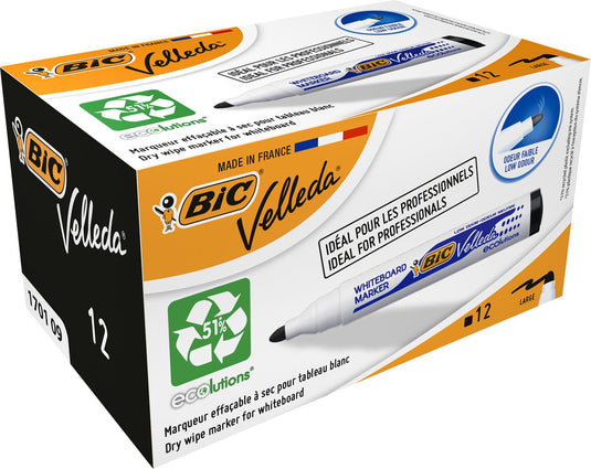Bic whiteboard marker 1701 velleda kunststofhouder breed 1-5mm zwart rond