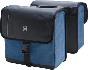 Willex - dubbele canvas bisonyl tas - 46 liter - universele bevestiging - zwart blauw