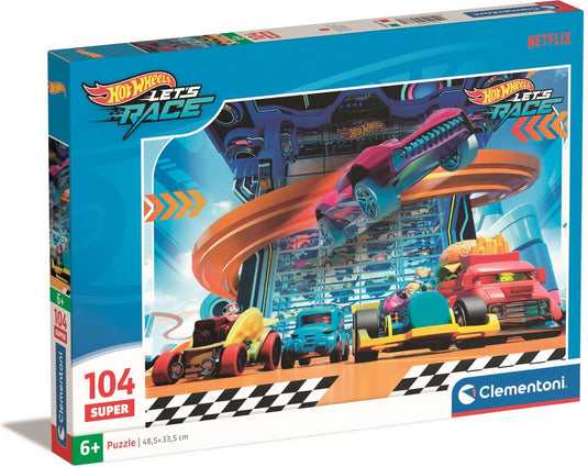 Clementoni legpuzzel super color hot wheels ii, 104st.