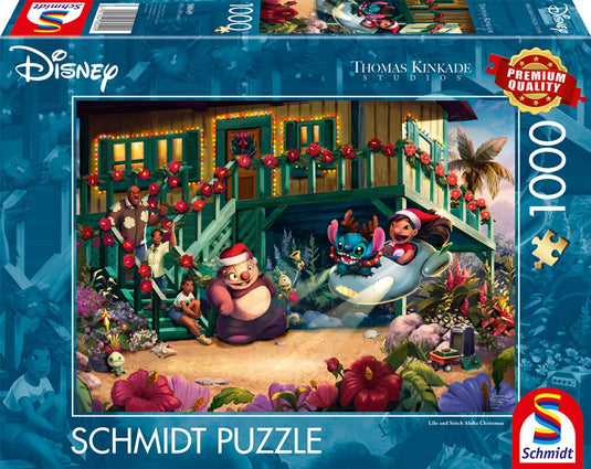 Schmidt - legpuzzel - disney, lilo en stitch aloha christmas - thomas kinkade - 1000 stukjes - volwassenen - vanaf 12 jaar