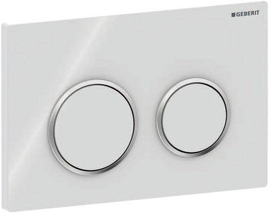 Geberit omega20 bedieningsplaat - 2-toets spoeling - rond - wit glans chroom wit