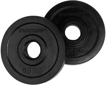 Tunturi halterschijven - halter gewichten - 2x0,5kg - 30mm - rubber - incl. gratis fitness app