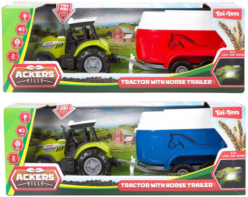 Chargez l'image dans la visionneuse de la galerie, Toi-toys ackers ville tractor en trailer met licht en geluid, 10cm

