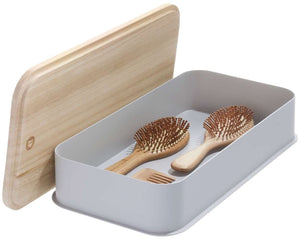 Idesign - medium opbergbox met deksel - gerecycled kunststof - grijs