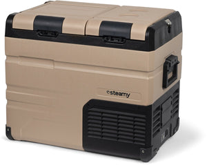 Steamy -e dual zone elektrische compressor koelbox - dual zone - 45 liter - 12v en 230v - voor auto en camping - sandstone