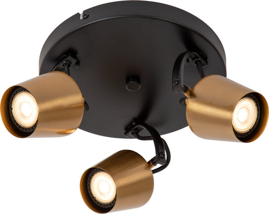 Lucide emile - plafondspot (plafondlamp) - ø 23 cm - 3xgu10 - mat goud messing