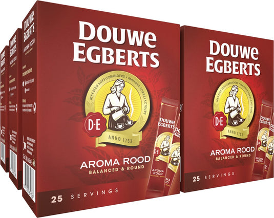 Douwe egberts aroma rood sticks oploskoffie - 6 x 25 zakjes
