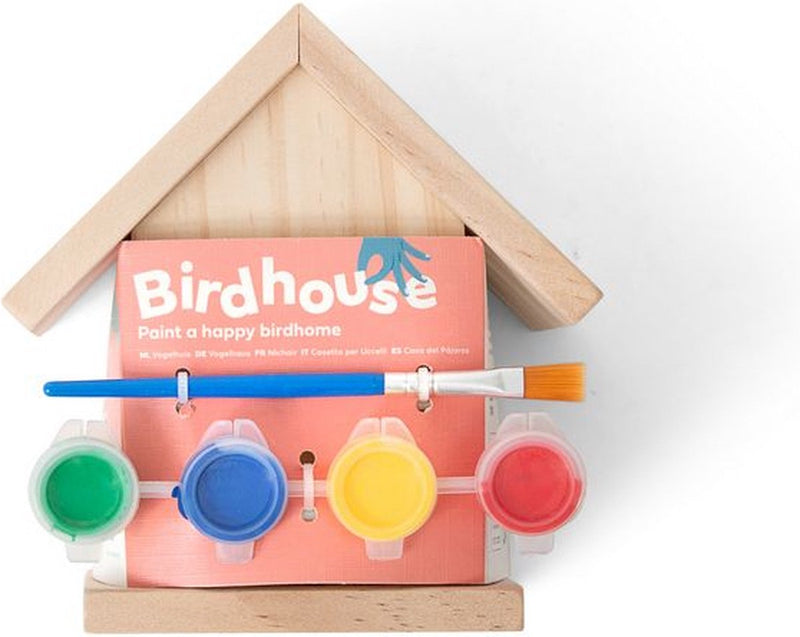 Afbeelding laden in galerijviewer, Bs toys schilderbaar vogelhuisje - inclusief verf en kwastje - hout - 13 cm hoog
