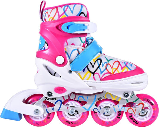 Move inline skates - love s 30-33 - wit roze - verstelbaar maat 30 tot 33