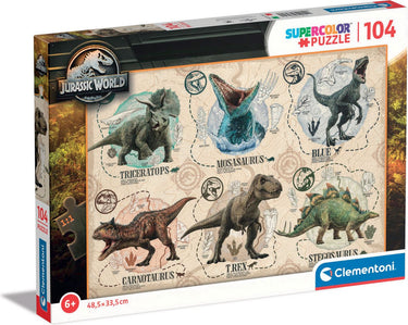 Clementoni legpuzzel super color jurassic world, 104st.