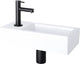 Differnz helios fonteinset - 37.5x18.5x9.5cm - rechthoek - 1 kraangat links - recht matte zwarte kraan - wit