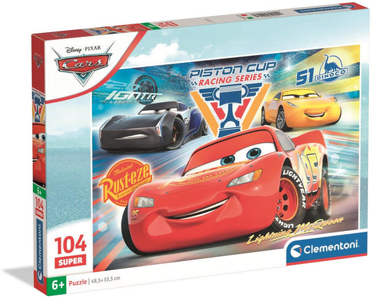 Clementoni - kinderpuzzel - 104 stukjes - super cars 2025 - puzzel vanaf 6 jaar