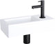 Differnz helios fonteinset - 37.5x18.5x9.5cm - rechthoek - 1 kraangat rechts - recht matte zwarte kraan - wit