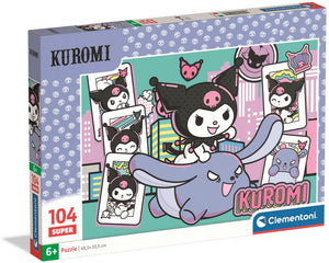 Clementoni kuromi puzzel 104 stukjes - supercolor sanrio kinderpuzzel - legpuzzel - educatief speelgoed voor meisje en kinderen vanaf 6 jaar