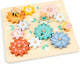 Woet ® houten puzzel met roterende tandwielen tuin - draaibare tandwielpuzzel met dieren - motorisch en creatief speelgoed - fsc - vanaf 2 jaar