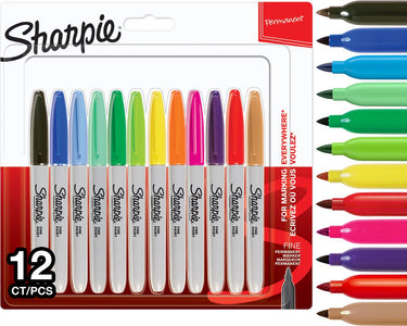 Sharpie permanentmarkers | fijne punt | diverse kleuren | 12 stuks