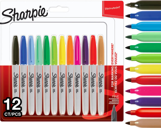 Sharpie permanentmarkers | fijne punt | diverse kleuren | 12 stuks