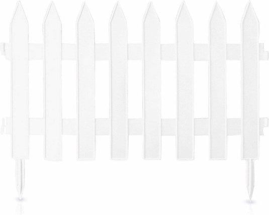Prosperplast tuinhekjes - 7x stuks - kunststof - 320 cm - wit - borderrand - tuinafscheiding